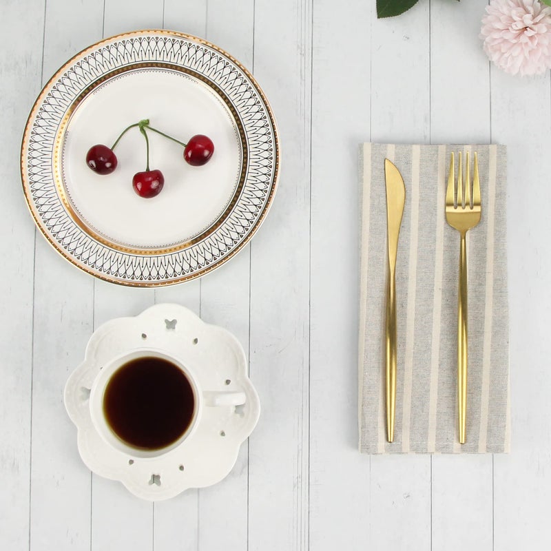 INFEI Broad Striped Cotton Blended Dinner Cloth Napkins - Set of 12 (40 x 30 cm) - for Events & Home Use (Grey) - Image 3